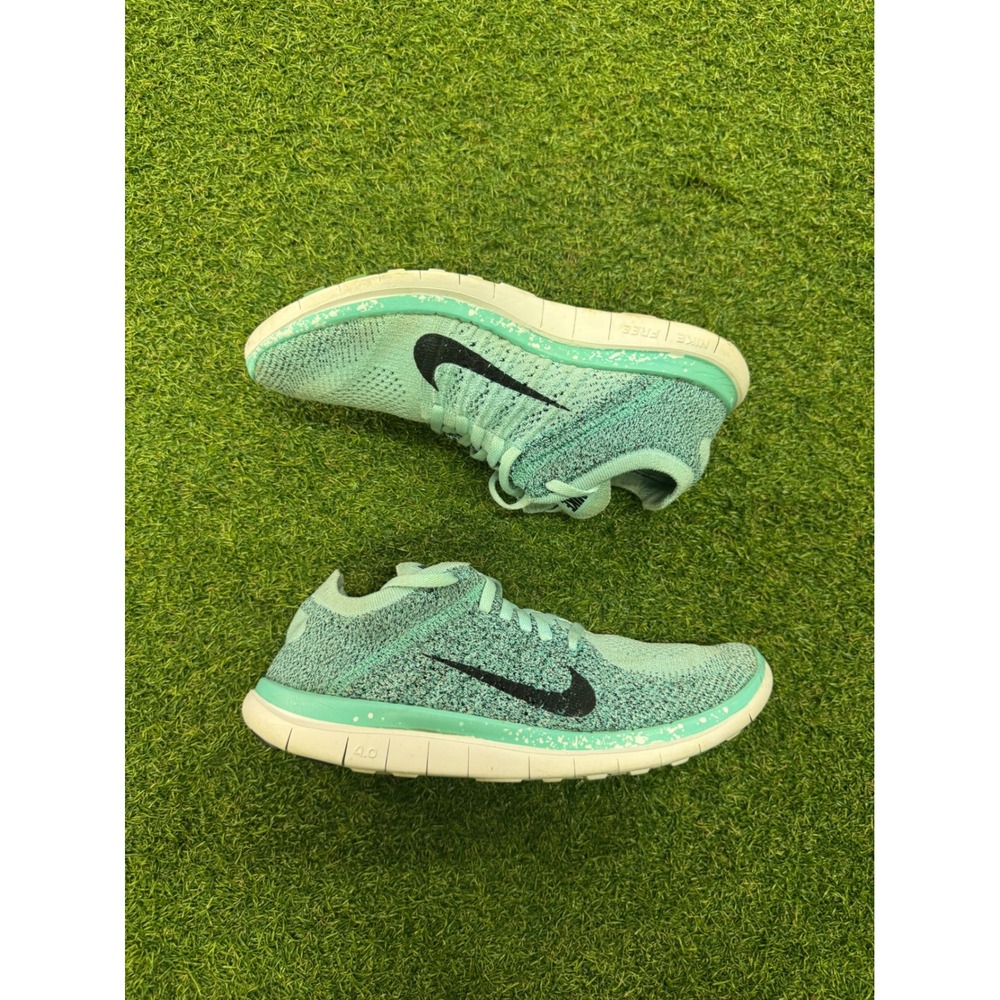 Nike Free 4.0 Flyknit Womens Running Shoes Aqua Black‎ 631050-403 Size 8